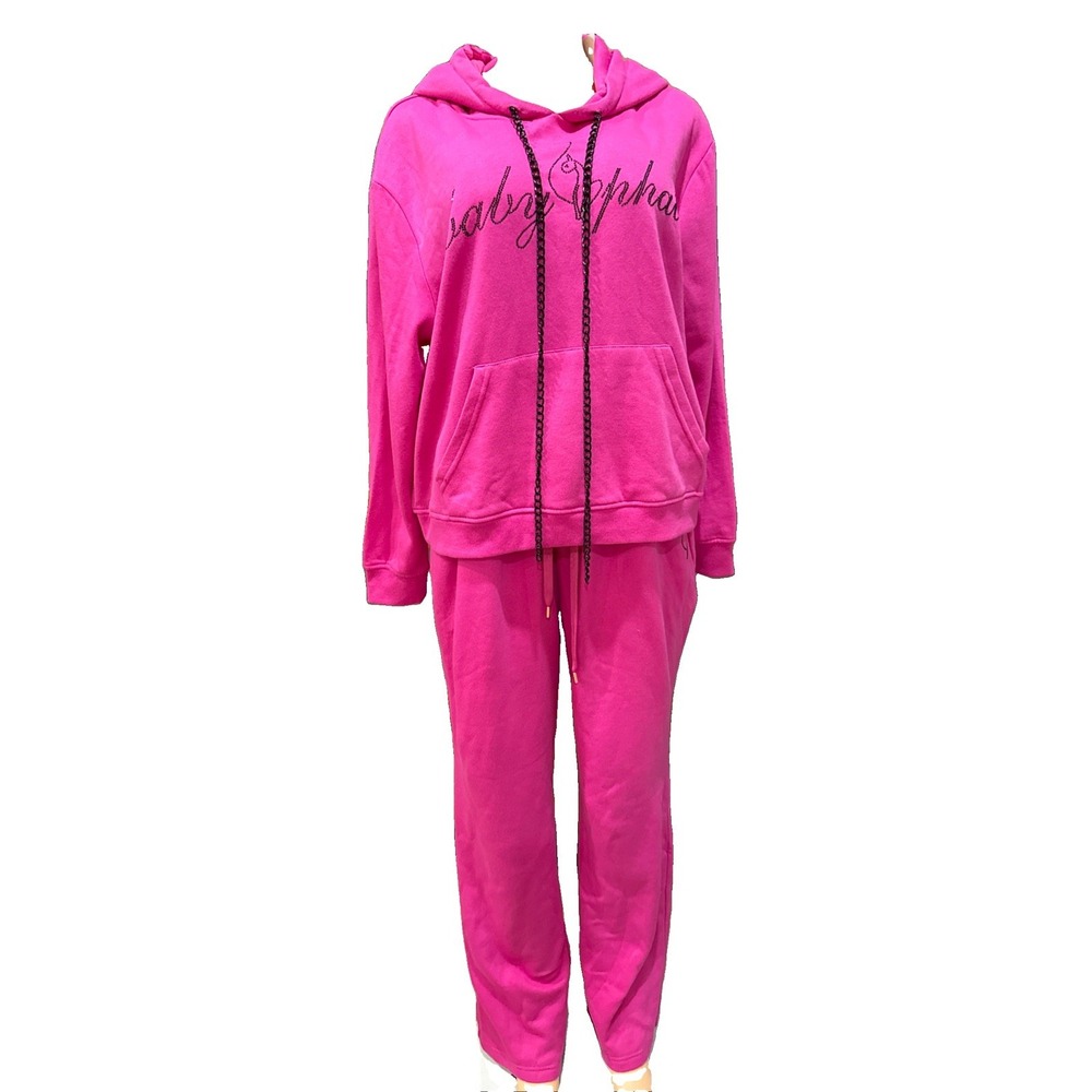 Baby Phat Hoodie set with A Rhinestone Logo and Black Chain Drawstrings. 1X
